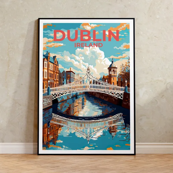 Dublin Travel Poster, Ireland City Poster