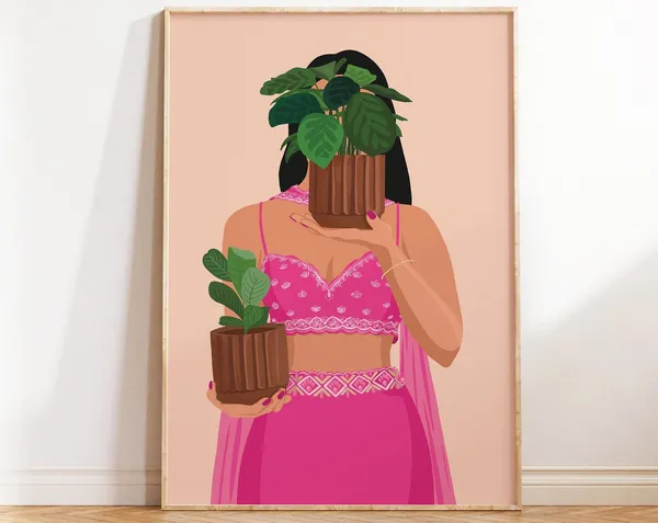 Desi Plant Mom Botanical Art for Plant Lovers