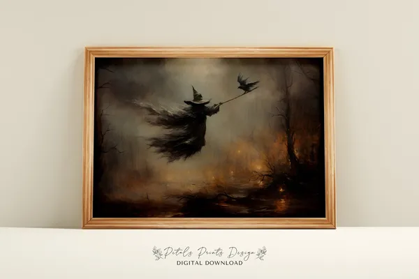 Witchy Decor Vintage Halloween Art Print