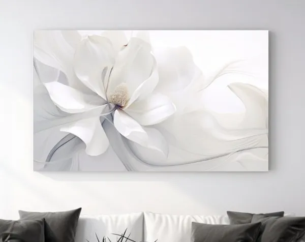 Flower Puget White Abstraction I, Floral Art Print