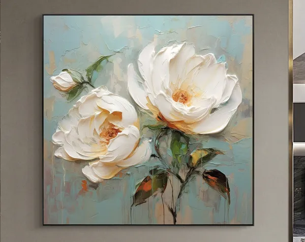 Minimalist Flower Oil Painting, Abstract Floral Art Print