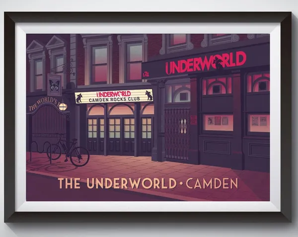 Underworld Camden Vintage Travel Poster, North London