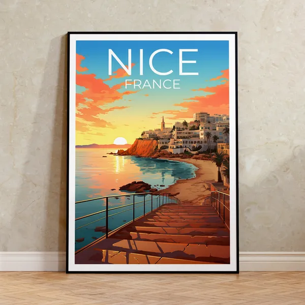 Nice, France Travel Poster, City Wall Art Print