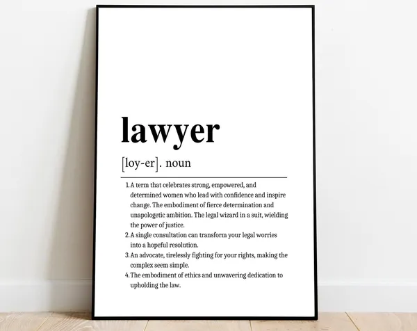 Lawyer Definition Print, Minimalist Typographic Poster