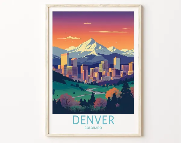 Denver Colorado Travel Poster, City Travel Art Print