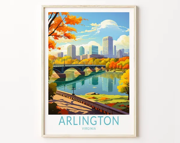 Arlington Virginia Travel Poster, City Wall Art Decor