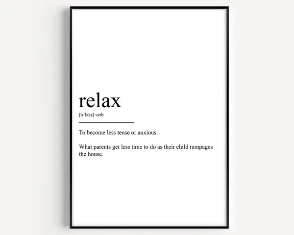 Relax Definition Typographic Art Print