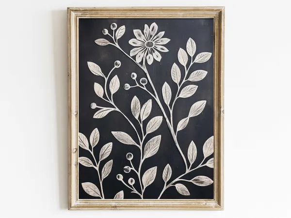 White Flower Print Rustic Floral Art Print