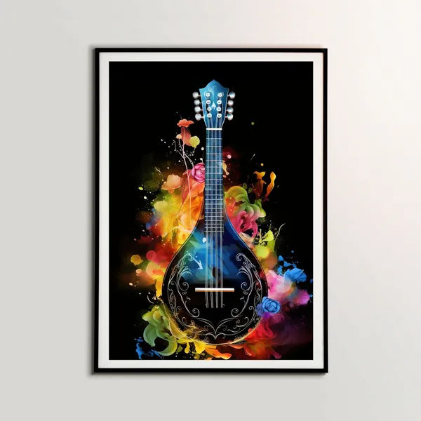 Mandolin Musical Instrument Art Print, Studio Decor