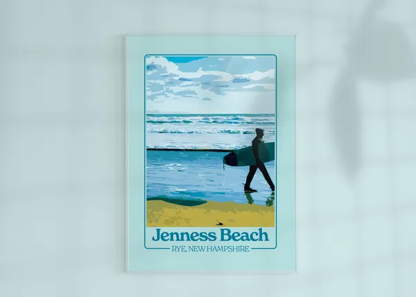 Jenness Beach Rye NH Surfer Travel Poster