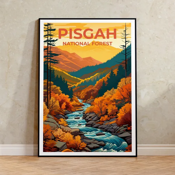 Pisgah, North Carolina Travel Poster, Appalachian Mountains
