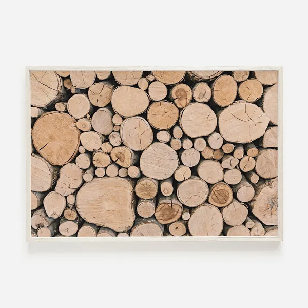 Log Pile Print, Rustic Tree Ring Wall Art