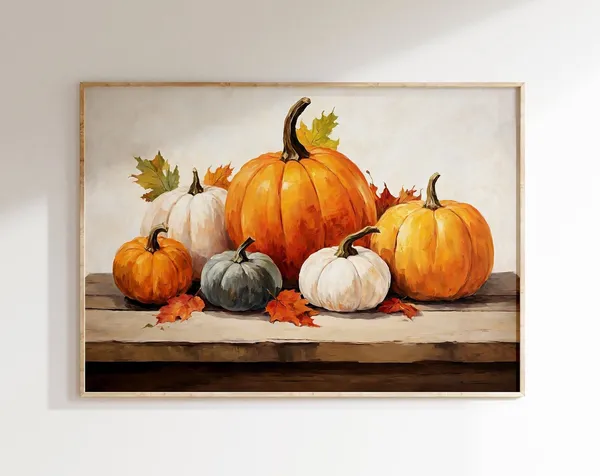 Fall Decor Pumpkin Print, Rustic Autumn Wall Art