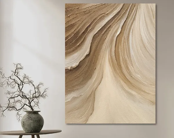 Time River Wabi Sabi Boho Brown Abstract Minimalist Art Print