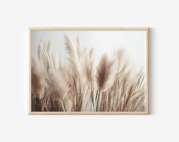 Neutral Beach Pampas Grass Coastal Minimalist Art Print