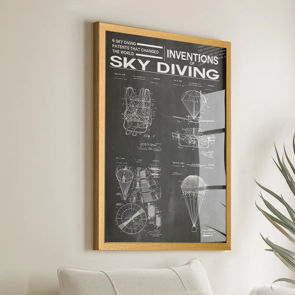 Skydiving Patent Poster, Sports Inventions Art Print