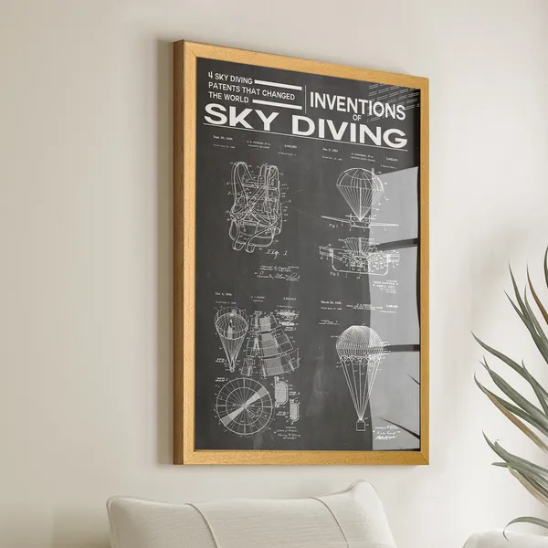 Skydiving Patent Poster, Sports Inventions Art Print