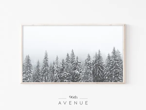 Snowy Trees Winter Forest Art Print