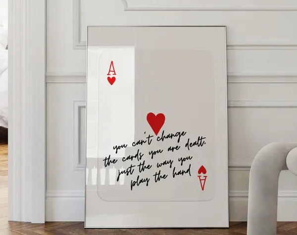Ace Of Hearts Retro Poster, Motivational Wall Art