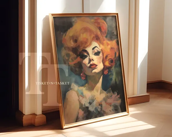 Redhead Woman Vintage Style Portrait Art Print