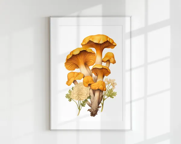 Chanterelle Mushroom Botanical Guide Art Print