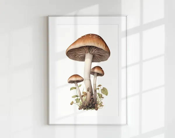 Psilocybin Mushroom Botanical Guide Art Print