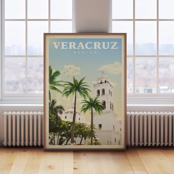 Veracruz Mexico Travel Poster, Mexican Art Print