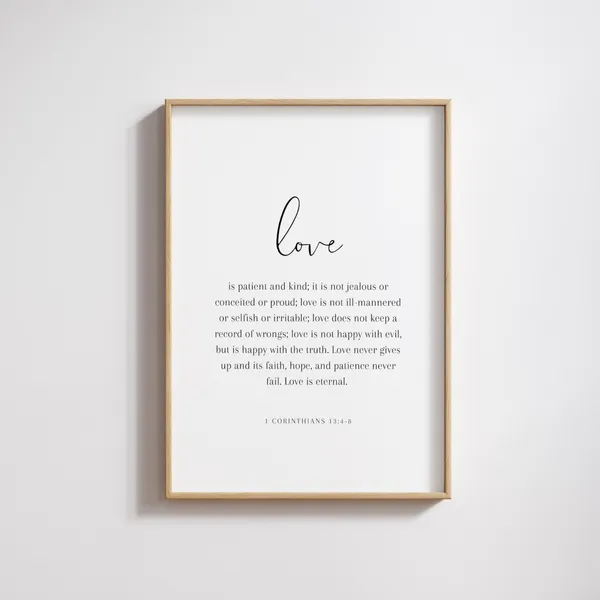 1 Corinthians 13:4-8 Love Is Patient Kind Art Print