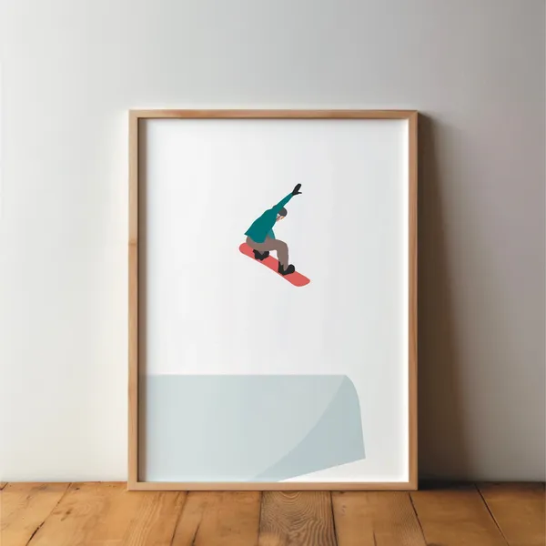 Snowboarder Minimal Modern Sports Poster Print