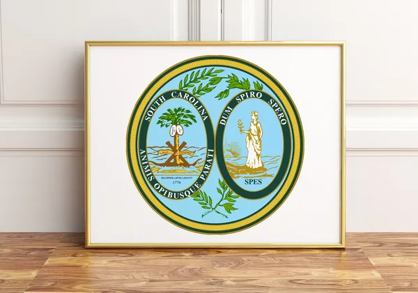 South Carolina State Seal Poster Print, State Emblem