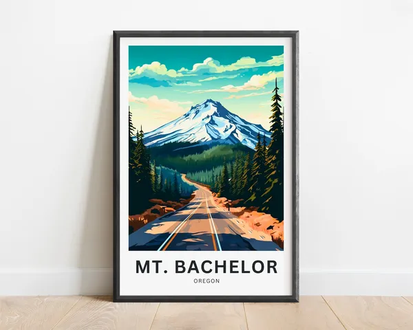 Mount Bachelor Travel Poster, Oregon Wall Art Print