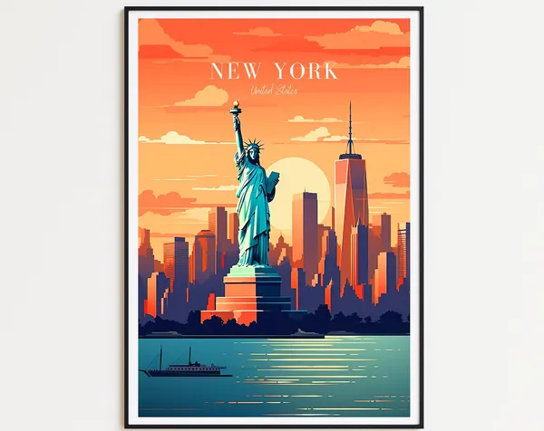 New York Travel Poster, USA Travel Poster Art Print