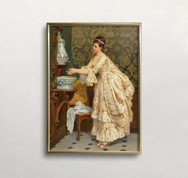 Vintage Woman Portrait Art Print, Bathroom Decor