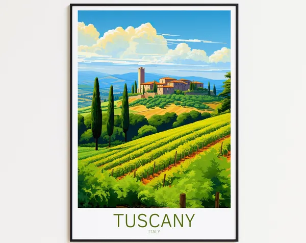 Tuscany Travel Poster, Italy Wall Art Art Print