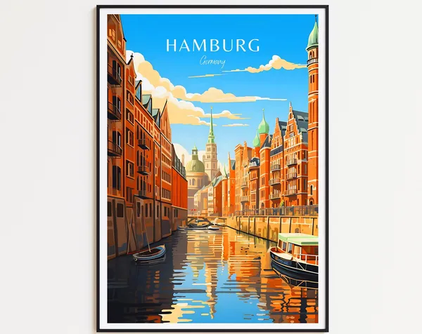 Hamburg Travel Poster For Home Decor Art Print