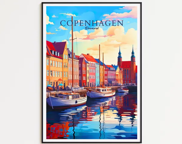 Copenhagen Travel Poster, Denmark Art Print