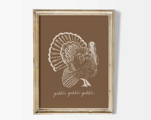 Gobble Gobble Thanksgiving Farmhouse Turkey Art Print