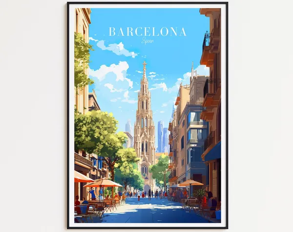 Barcelona Travel Poster, Spain Art Print