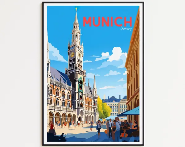 Munich Vintage Travel Poster, Bavaria Art Print