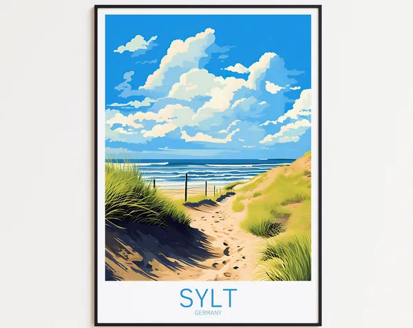 Sylt Vintage Travel Poster, Germany Beach Poster