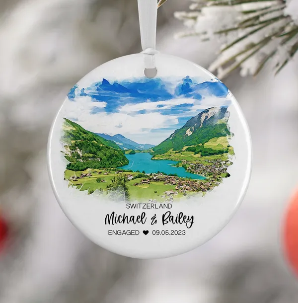 Custom Switzerland Watercolor Travel Souvenir Art Print