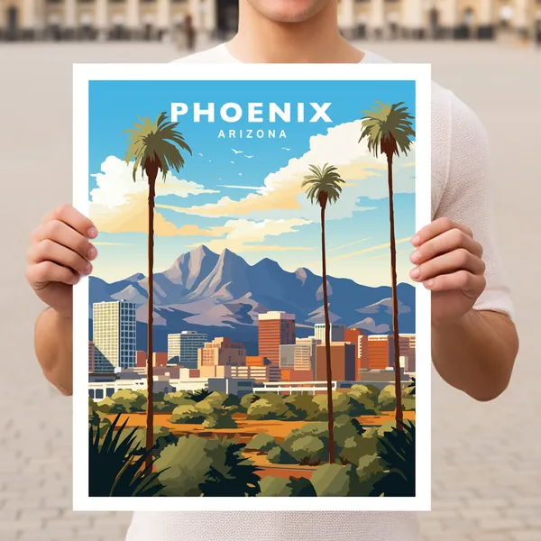 Phoenix Arizona Travel Poster, USA City Wall Art