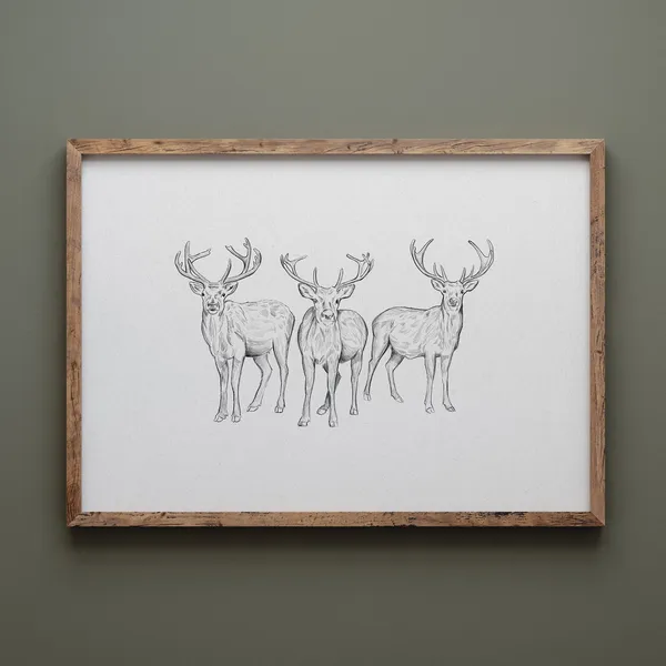 Santas Reindeer Christmas Print, Vintage Holiday Decor