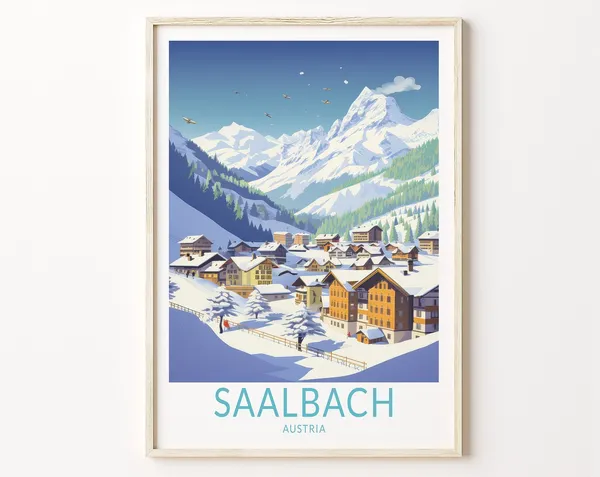 Saalbach, Austria Travel Poster Art Print