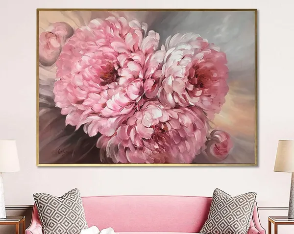 Pink Peonies Oil-Painting-Style Floral Art Print