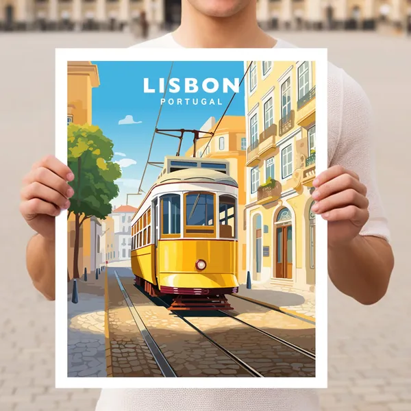 Lisbon Portugal Travel Poster, European Wall Art