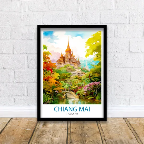 Chiang Mai Thailand Travel Poster, Asia Wall Decor