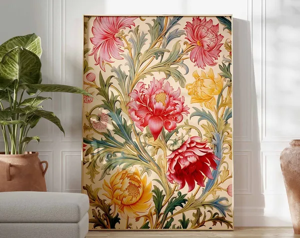 Indian Floral Pattern Vintage Poster Print