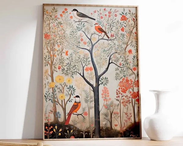 Indian Floral Print Floral Decor Wall Art Print