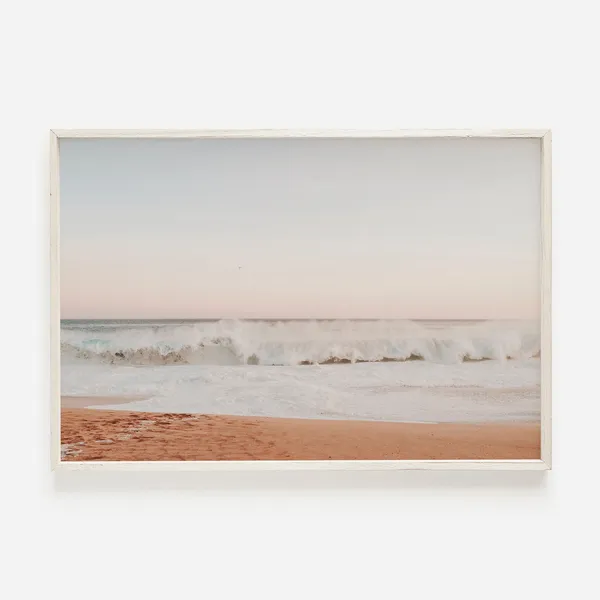 Sunset Beach Art Print, Pastel Beach Photography